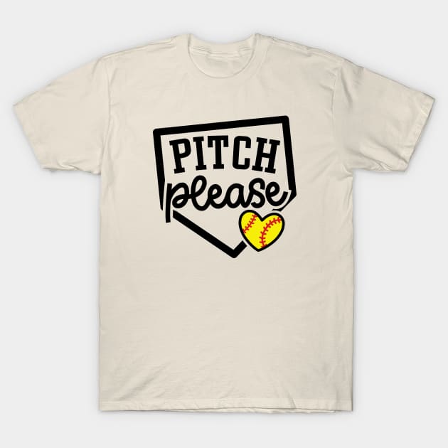 Pitch Please Softball Player Mom Cute Funny T-Shirt by GlimmerDesigns